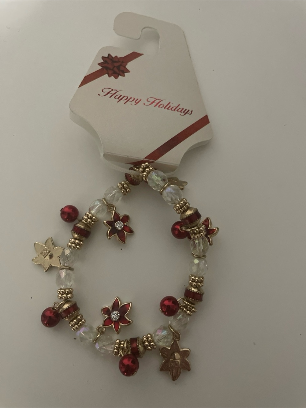 Festive Gold-Tone Holiday Charm Bracelet with Green and Red Enamel